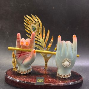 Peacock Krishna Hand With Flute  Marble Design  Book now 🙂